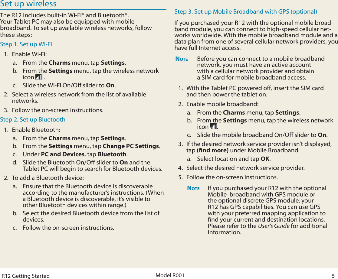 Page 5 of 7 - Motion-Computing Motion-Computing-R12-Windows-8-1-Getting-Started-Guide- Getting Started With The Motion® R12 Tablet PC  Motion-computing-r12-windows-8-1-getting-started-guide