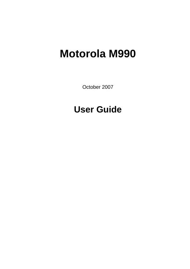   Motorola M990   October 2007  User Guide 