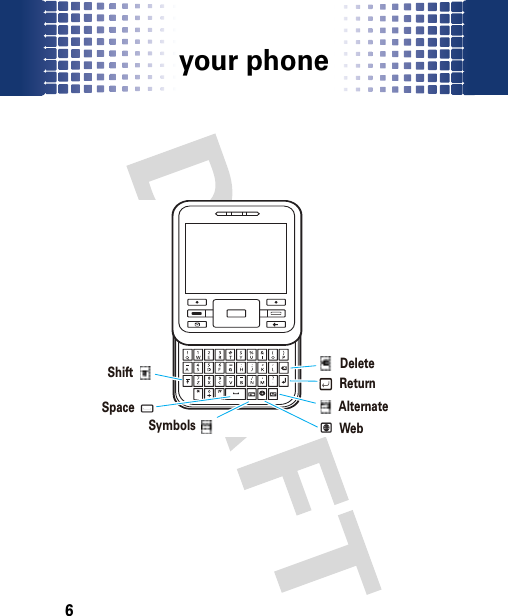 your phone6xL j  Return f  Delete  Shift Space Symbols Alternate  Web 