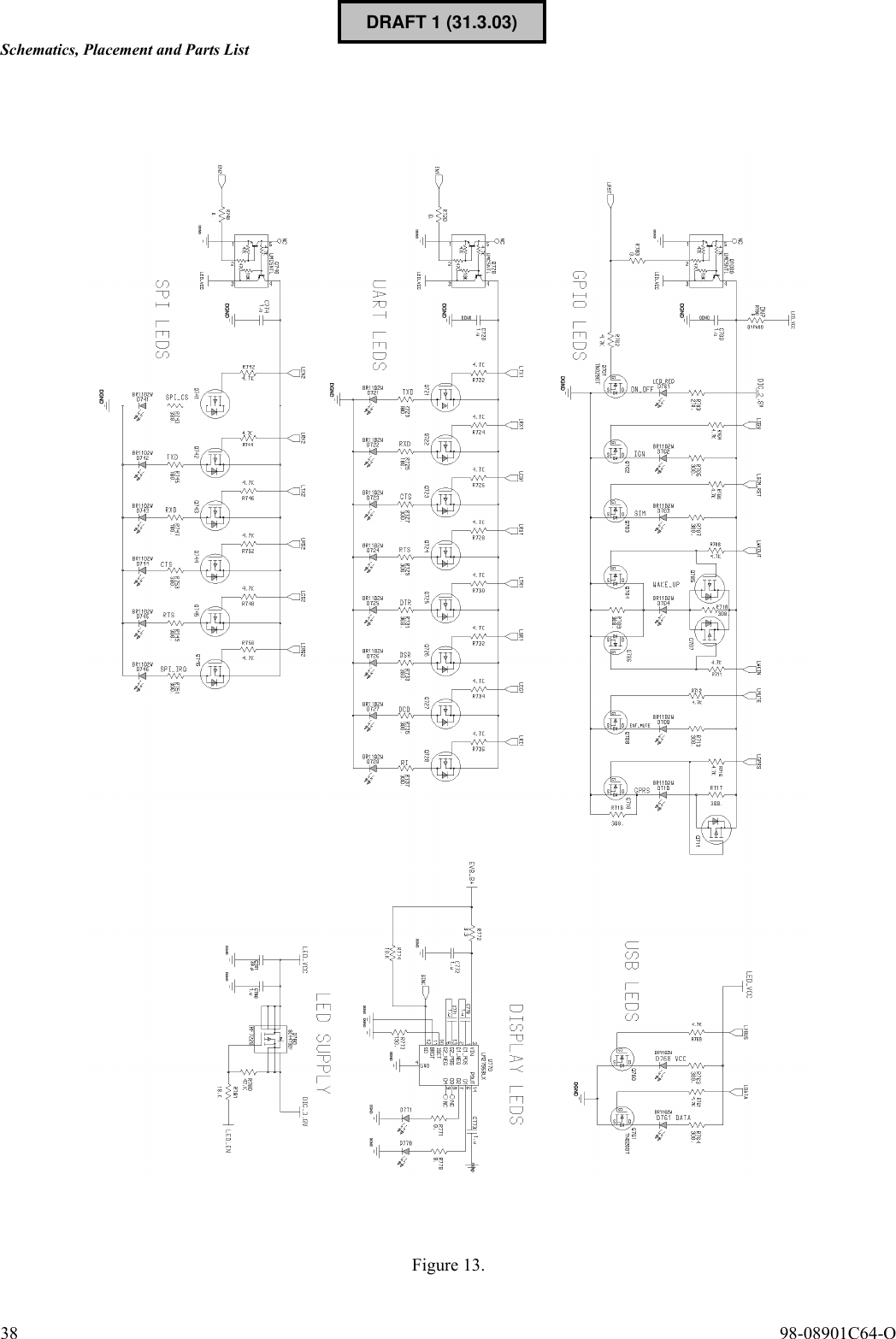 Schematics, Placement and Parts List38  98-08901C64-OFigure 13.DRAFT 1 (31.3.03)