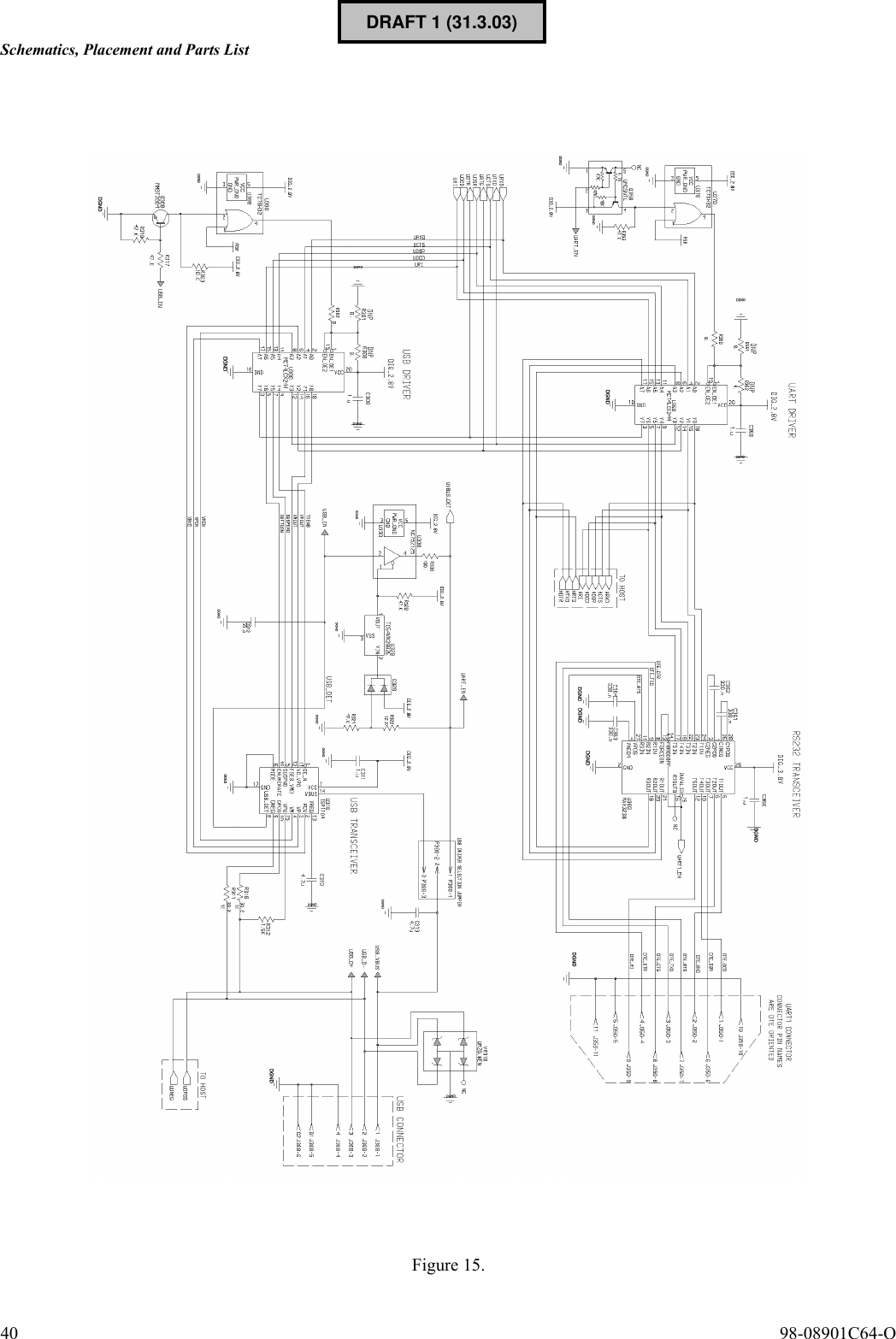 Schematics, Placement and Parts List40  98-08901C64-OFigure 15.DRAFT 1 (31.3.03)