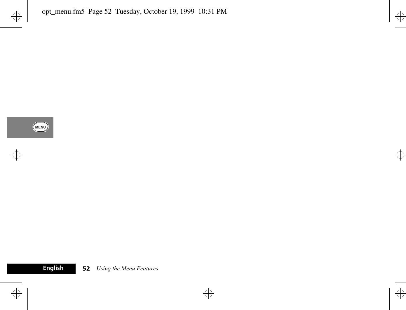 Using the Menu Features52Englishopt_menu.fm5  Page 52  Tuesday, October 19, 1999  10:31 PM