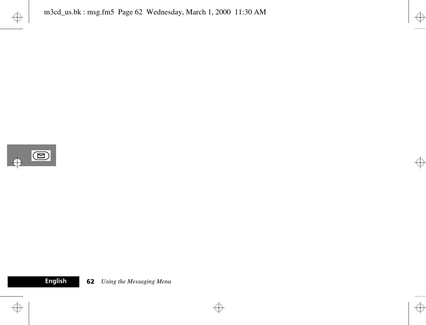 Using the Messaging Menu62Englishm3cd_us.bk : msg.fm5  Page 62  Wednesday, March 1, 2000  11:30 AM