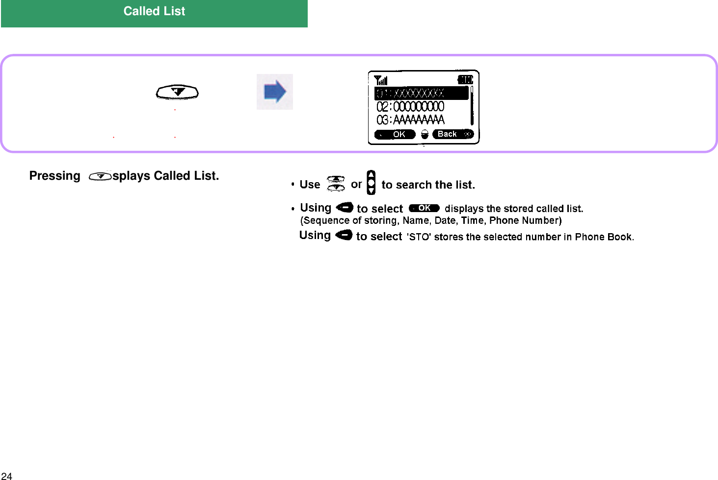 24Called ListPressing      displays Called List.