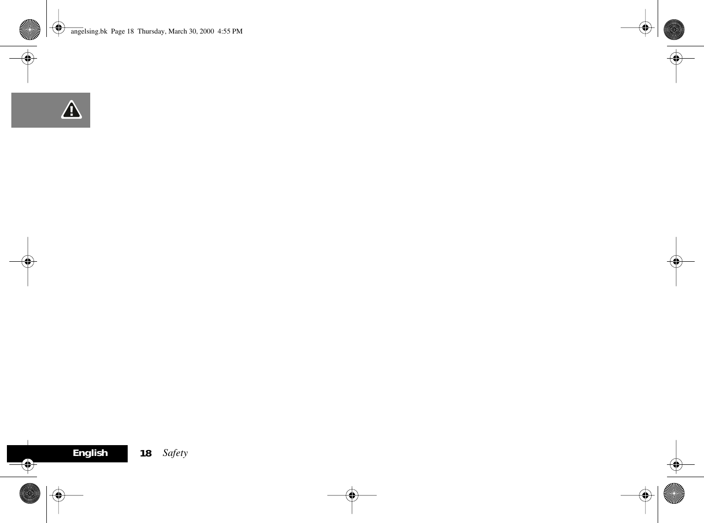 Safety18Englishangelsing.bk  Page 18  Thursday, March 30, 2000  4:55 PM