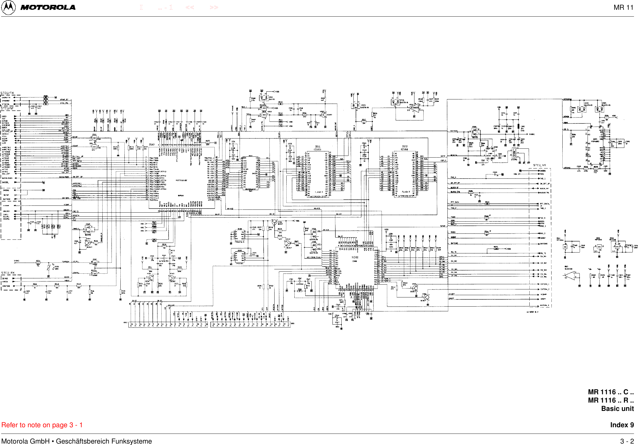 Motorola GmbH &bull; Gesch&auml;ftsbereich Funksysteme.. - 1 << >>IRefer to note on page 3 - 1MR 1116 .. C ..MR 1116 .. R ..Basic unitIndex 93 - 2MR 11