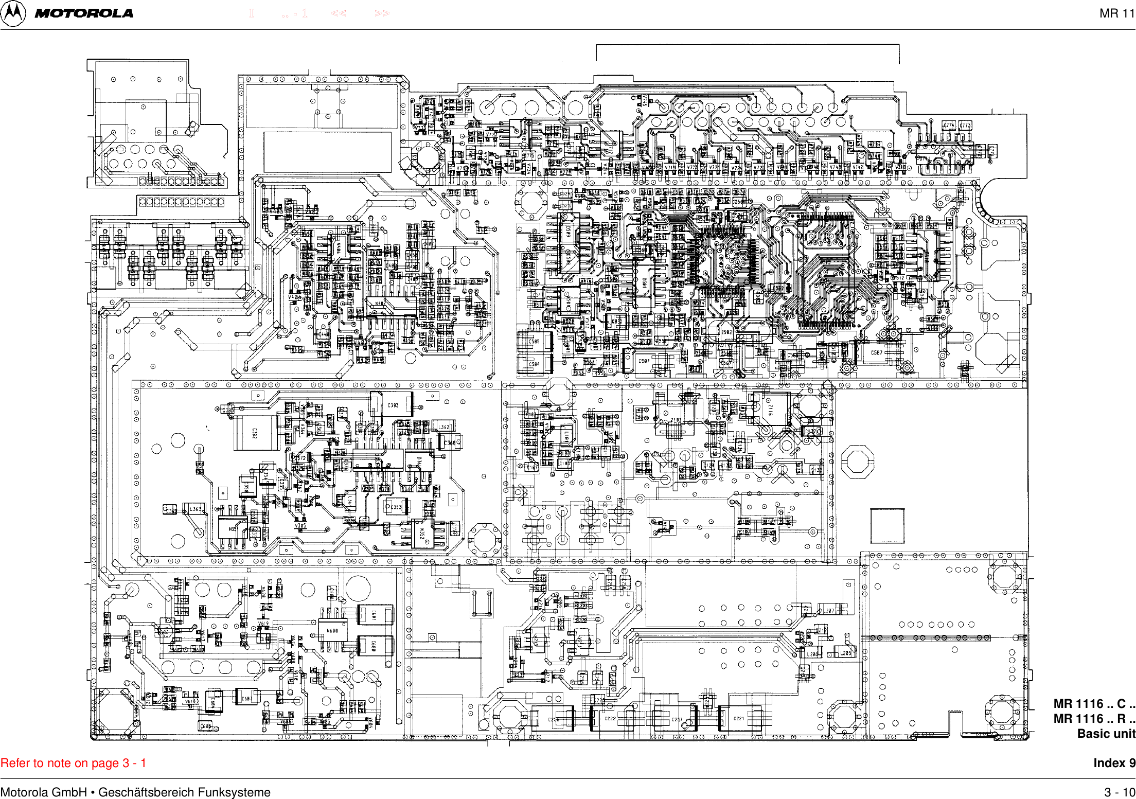 Motorola GmbH &bull; Gesch&auml;ftsbereich Funksysteme.. - 1 << >>IRefer to note on page 3 - 1MR 1116 .. C ..MR 1116 .. R ..Basic unitIndex 93 - 10MR 11