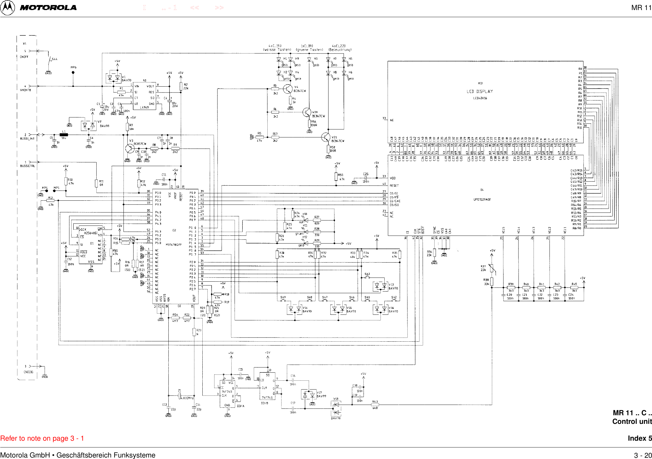 Motorola GmbH &bull; Gesch&auml;ftsbereich Funksysteme.. - 1 << >>IRefer to note on page 3 - 1MR 11 .. C ..Control unitIndex 53 - 20MR 11