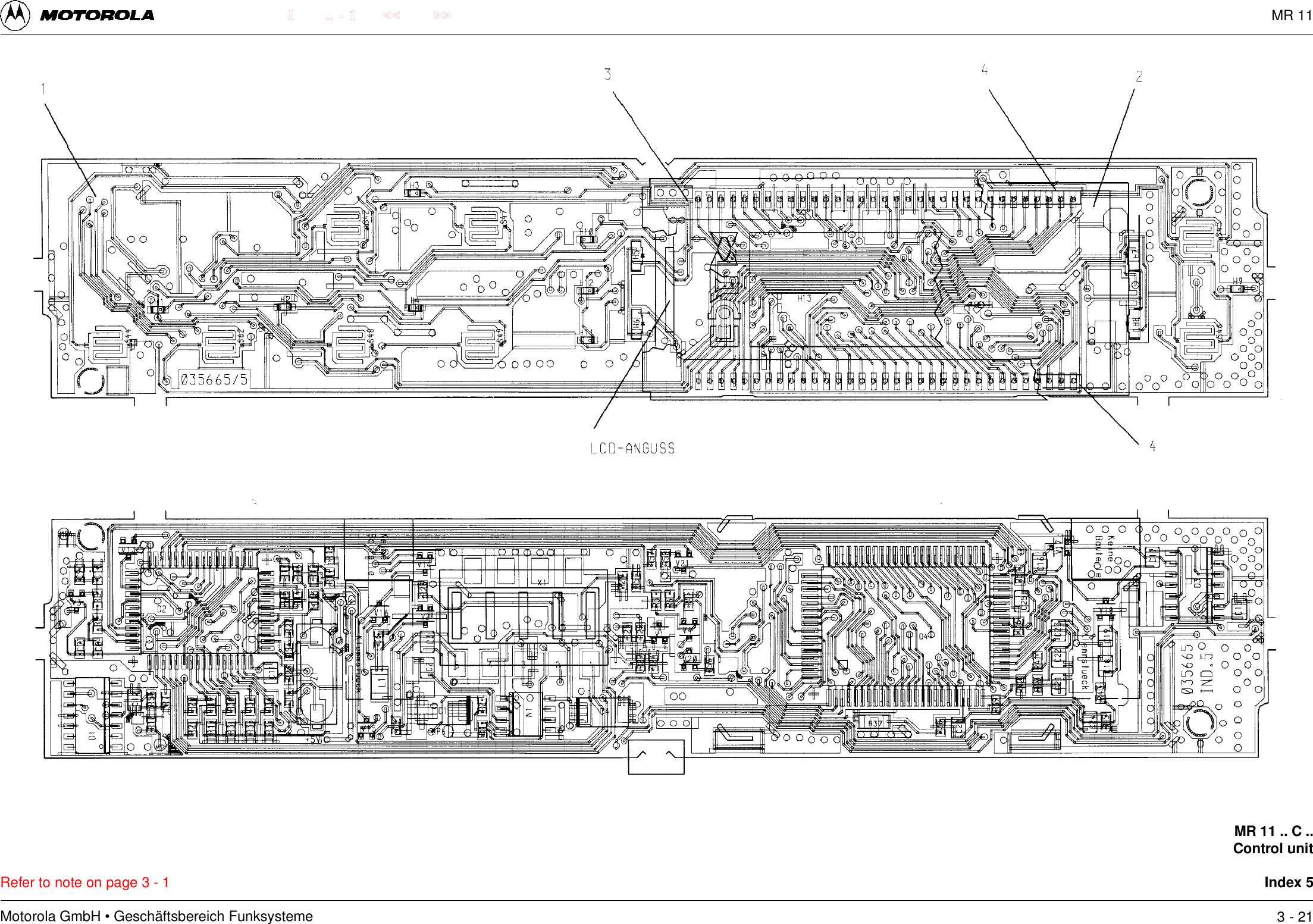 Motorola GmbH &bull; Gesch&auml;ftsbereich Funksysteme.. - 1 << >>IRefer to note on page 3 - 1MR 11 .. C ..Control unitIndex 53 - 21MR 11