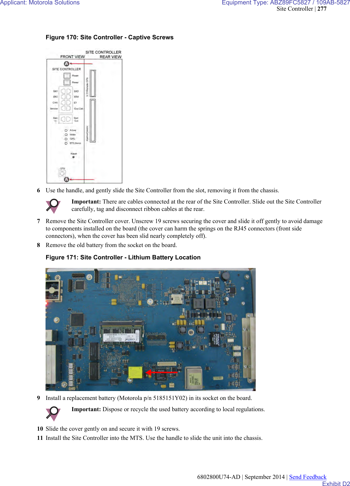 Page 105 of Motorola Solutions 89FC5827 Non Broadcast Transmitter User Manual Summit BR 800 Tx FCC Filing 3