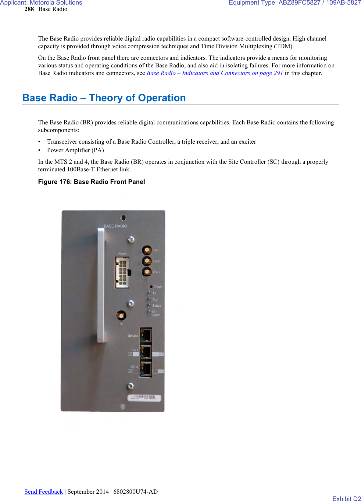 Page 116 of Motorola Solutions 89FC5827 Non Broadcast Transmitter User Manual Summit BR 800 Tx FCC Filing 3