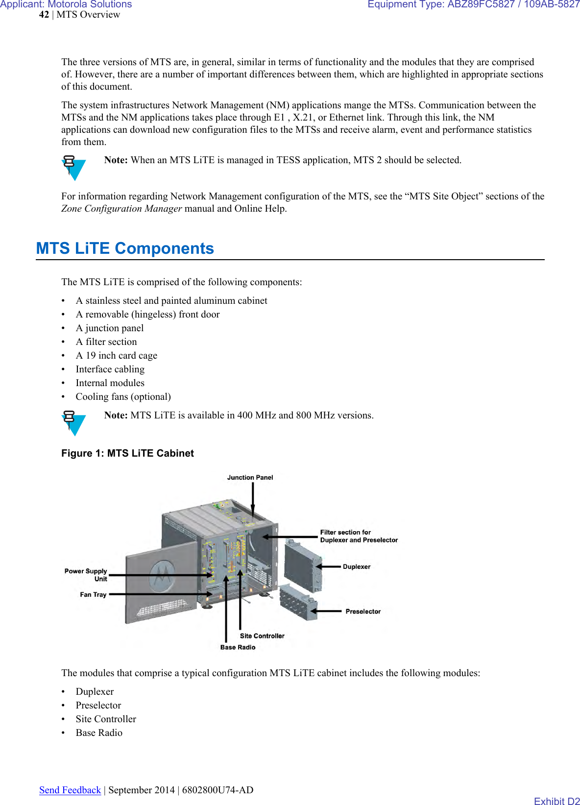 Page 45 of Motorola Solutions 89FC5827 Non Broadcast Transmitter User Manual Summit BR 800 Tx FCC Filing 3