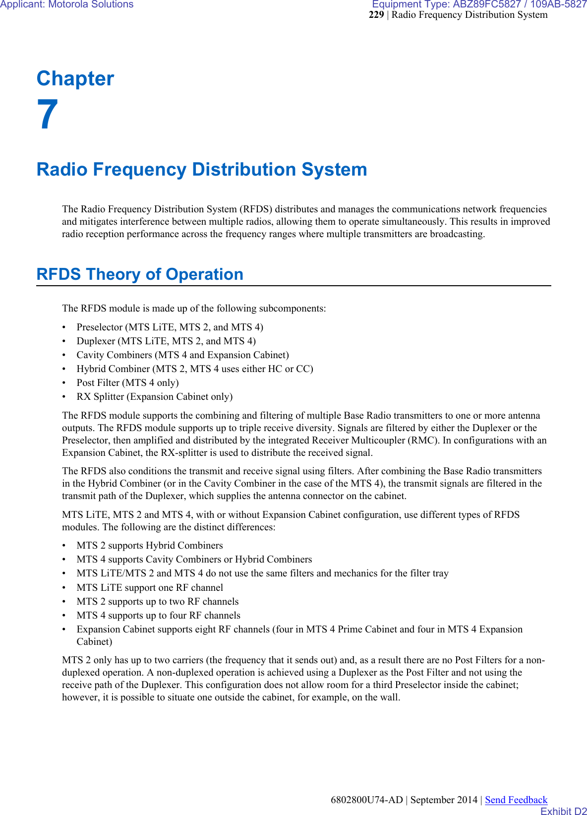 Page 57 of Motorola Solutions 89FC5827 Non Broadcast Transmitter User Manual Summit BR 800 Tx FCC Filing 3