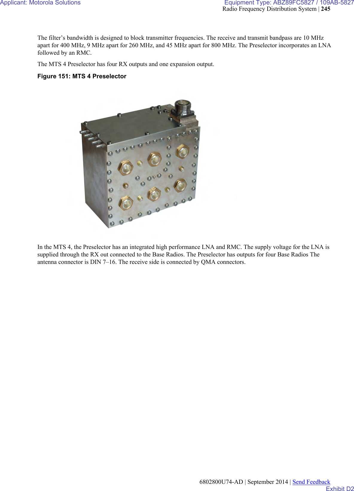 Page 73 of Motorola Solutions 89FC5827 Non Broadcast Transmitter User Manual Summit BR 800 Tx FCC Filing 3
