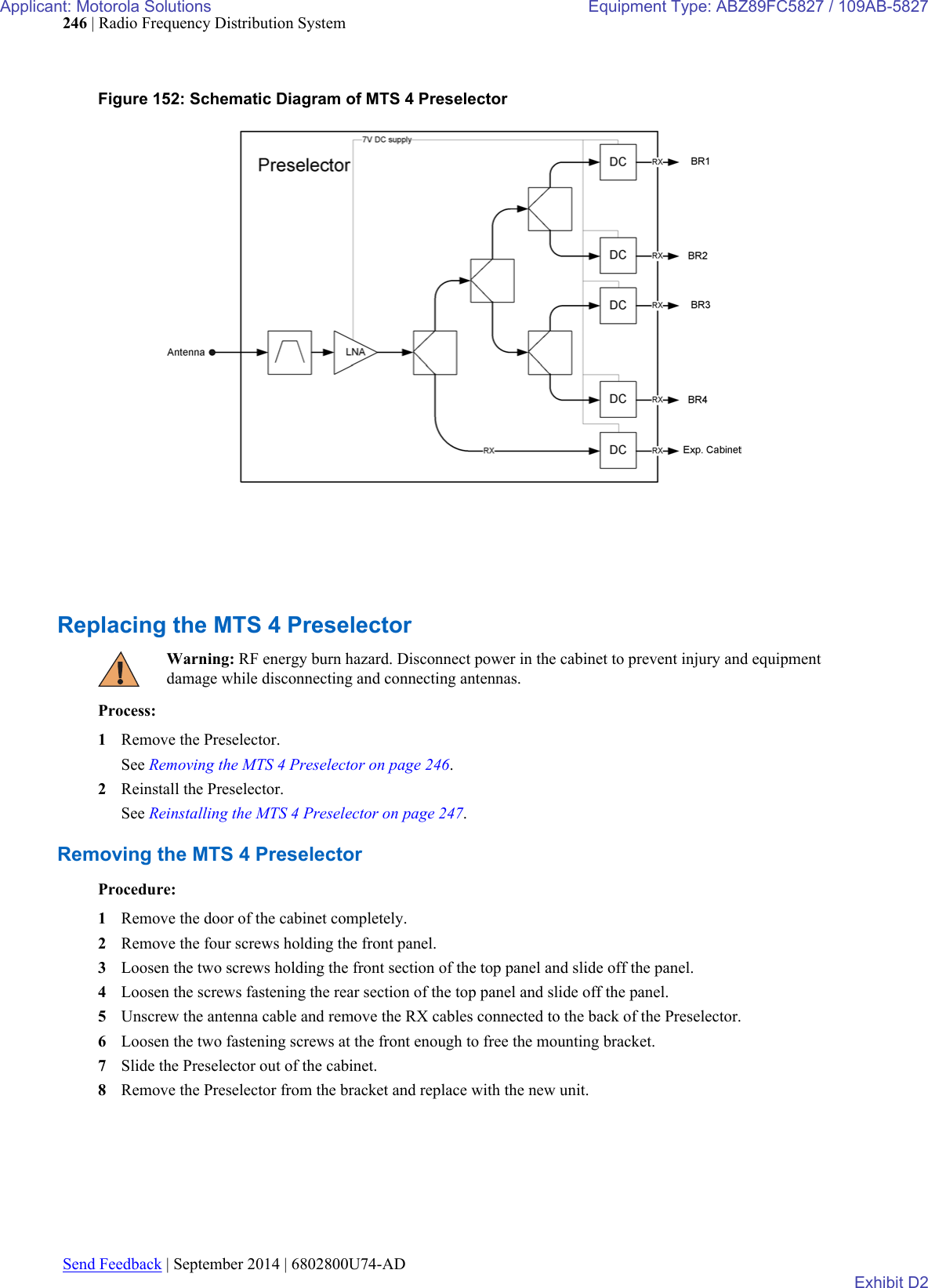 Page 74 of Motorola Solutions 89FC5827 Non Broadcast Transmitter User Manual Summit BR 800 Tx FCC Filing 3