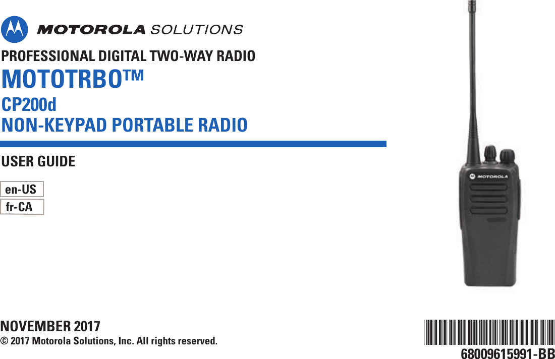 Page 1 of Motorola Solutions 89FT3845 Portable 2-Way Radio User Manual Manual