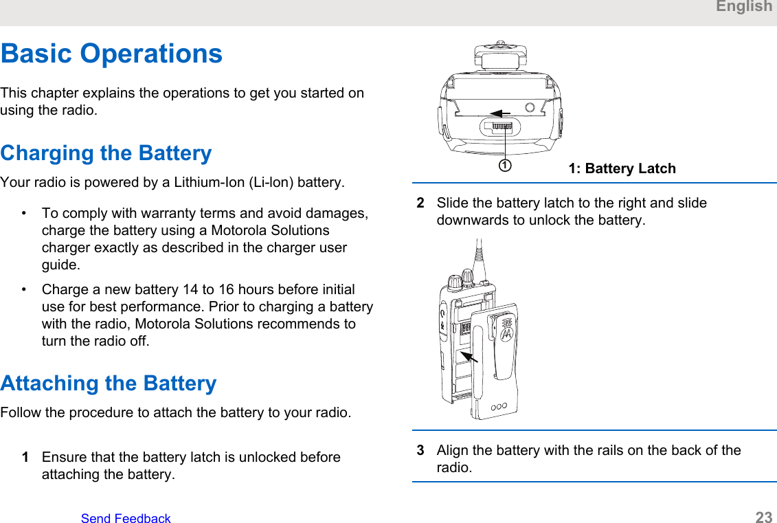 Page 23 of Motorola Solutions 89FT3845 Portable 2-Way Radio User Manual Manual