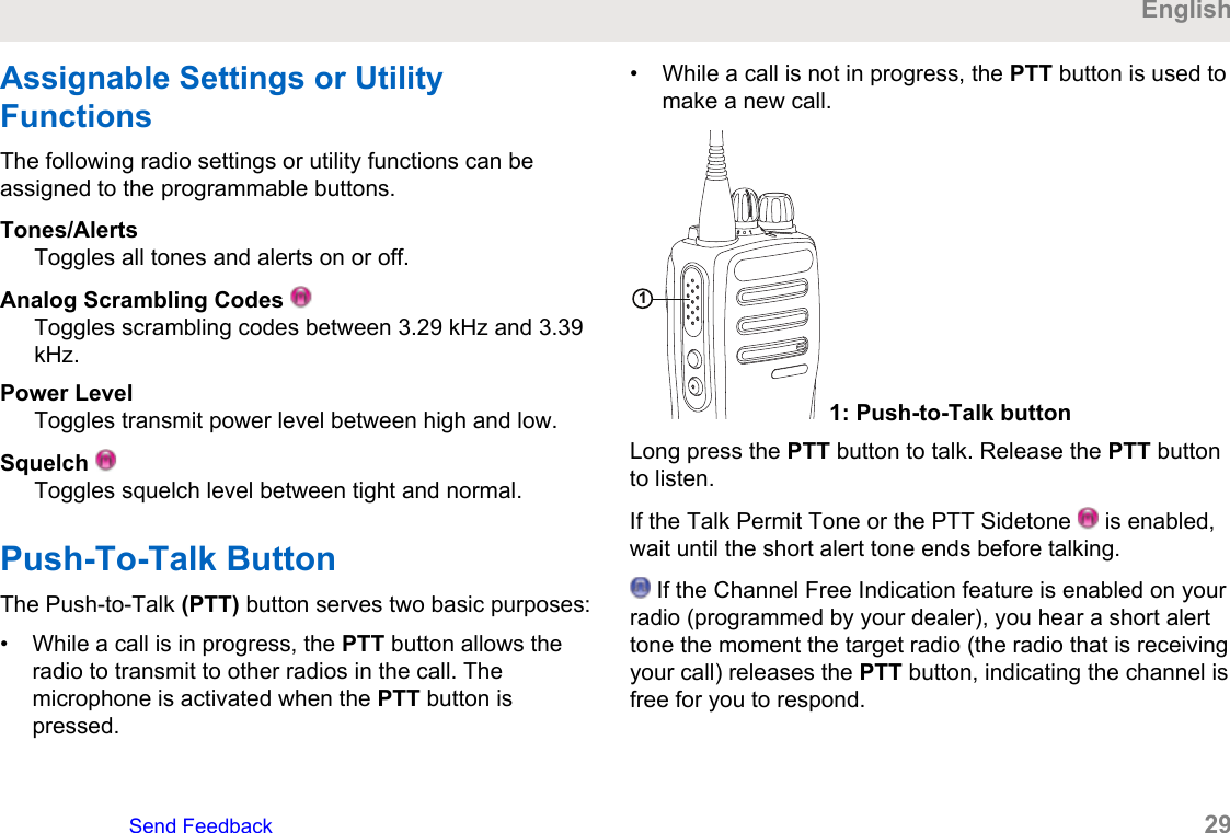 Page 29 of Motorola Solutions 89FT3845 Portable 2-Way Radio User Manual Manual