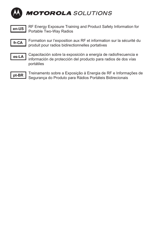 Page 1 of Motorola Solutions 89FT4948 2-Way Portable Radio User Manual SAFE   EFFICIENT OP OF MOT RDS