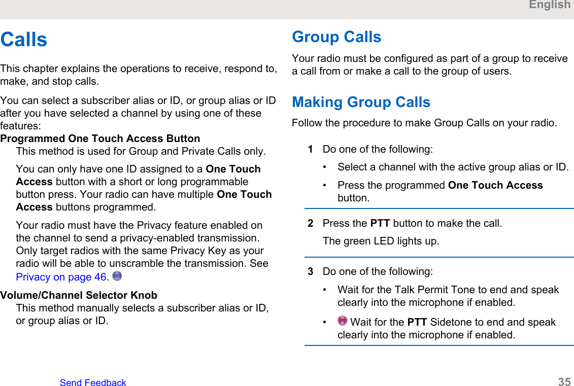 Page 35 of Motorola Solutions 89FT4948 2-Way Portable Radio User Manual Users Guide