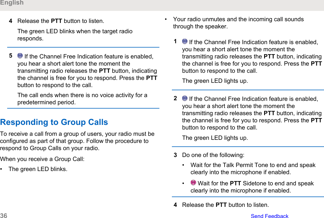 Page 36 of Motorola Solutions 89FT4948 2-Way Portable Radio User Manual Users Guide