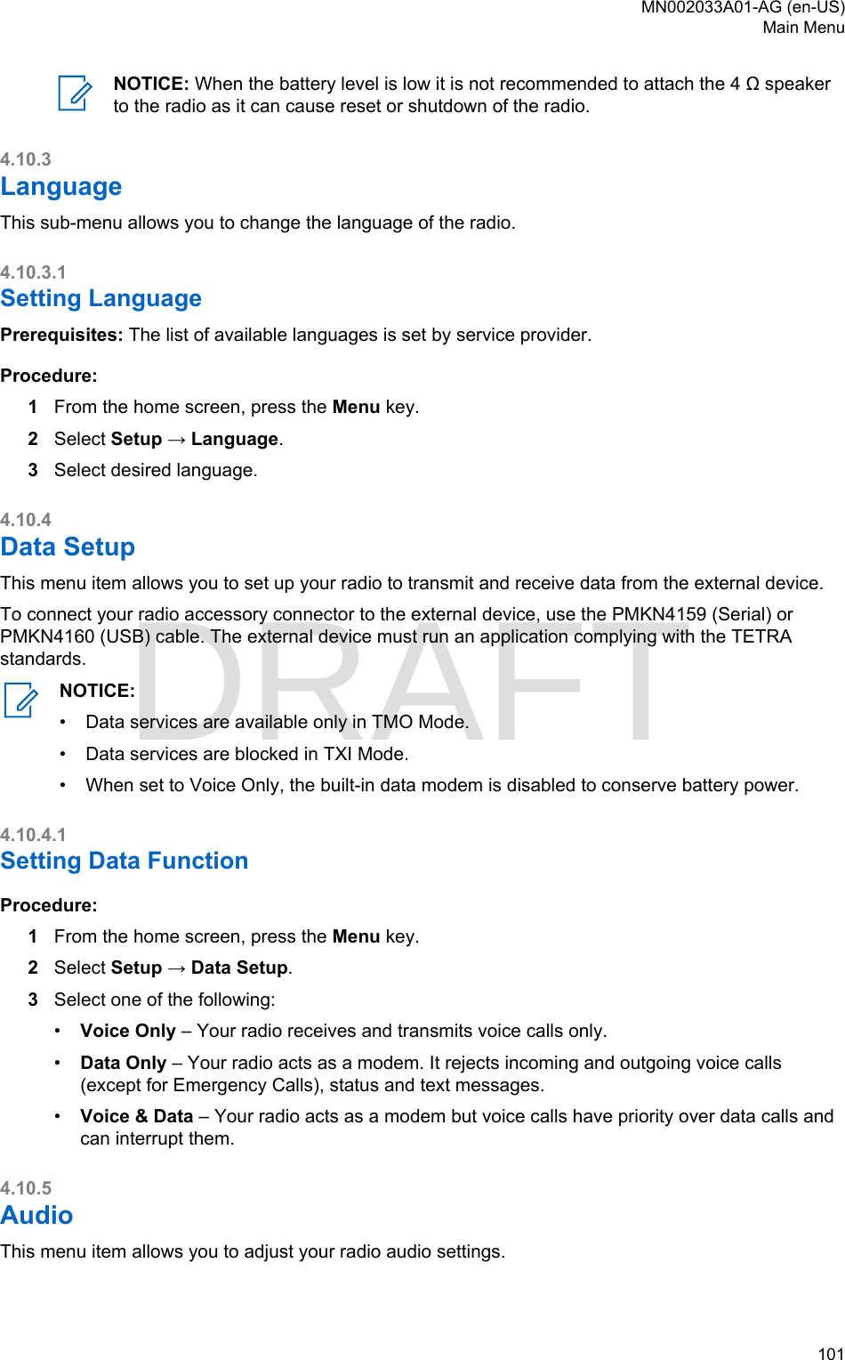 Page 101 of Motorola Solutions 89FT5877 2-way Portable Radio with BT and BLE User Manual MTP8500Ex  Feature User Guide