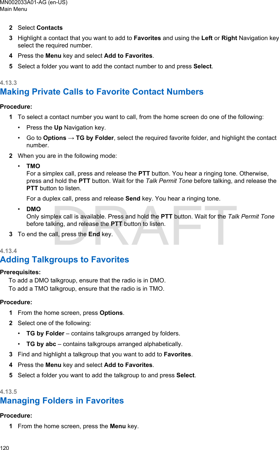 Page 120 of Motorola Solutions 89FT5877 2-way Portable Radio with BT and BLE User Manual MTP8500Ex  Feature User Guide