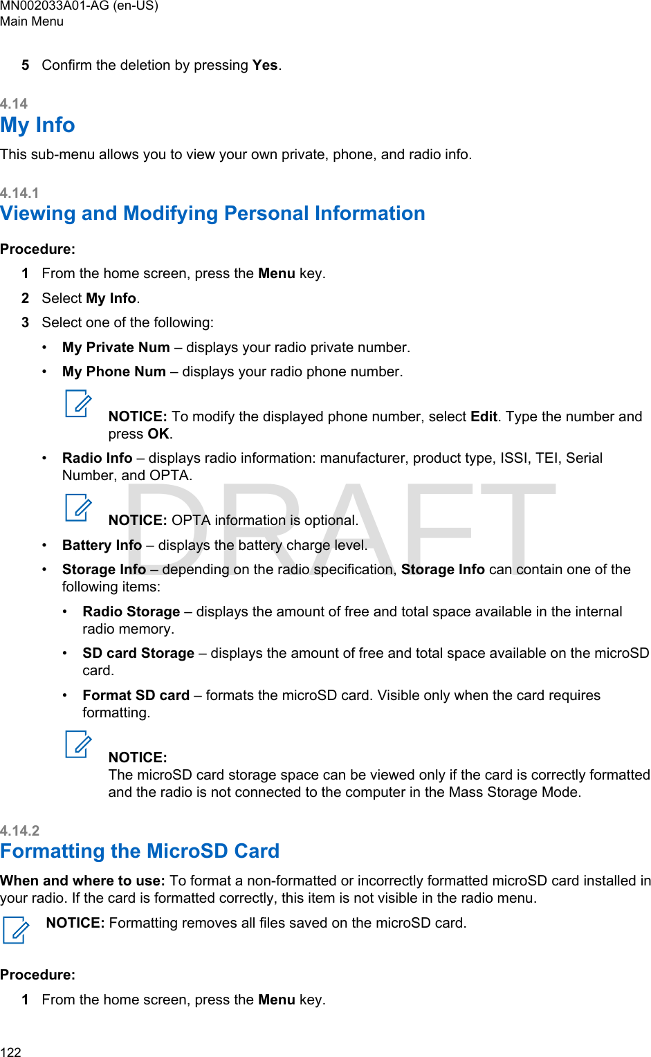 Page 122 of Motorola Solutions 89FT5877 2-way Portable Radio with BT and BLE User Manual MTP8500Ex  Feature User Guide