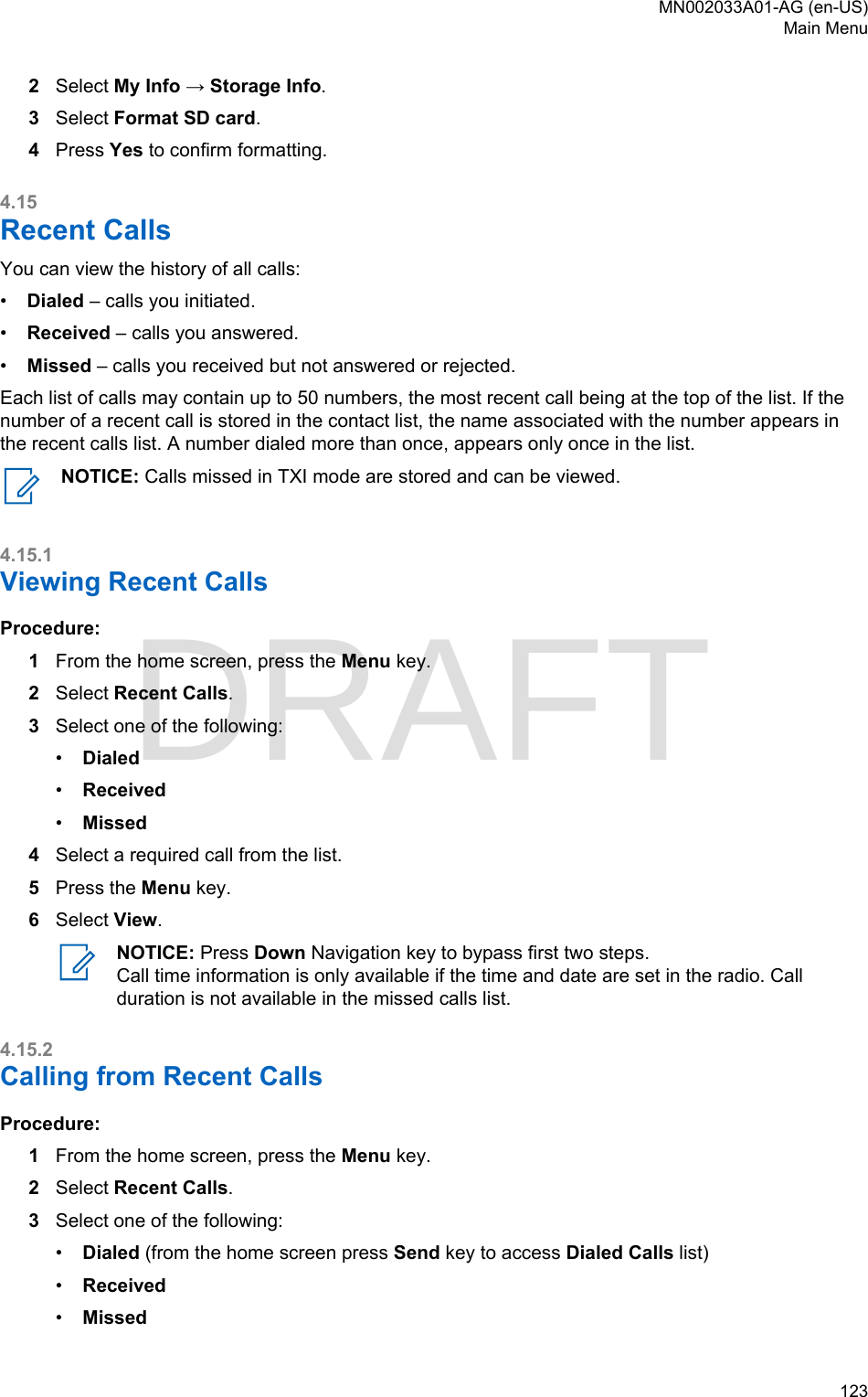 Page 123 of Motorola Solutions 89FT5877 2-way Portable Radio with BT and BLE User Manual MTP8500Ex  Feature User Guide