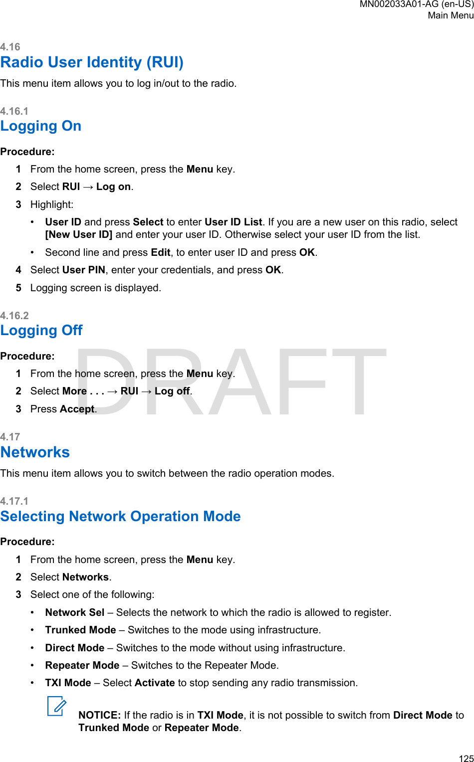Page 125 of Motorola Solutions 89FT5877 2-way Portable Radio with BT and BLE User Manual MTP8500Ex  Feature User Guide
