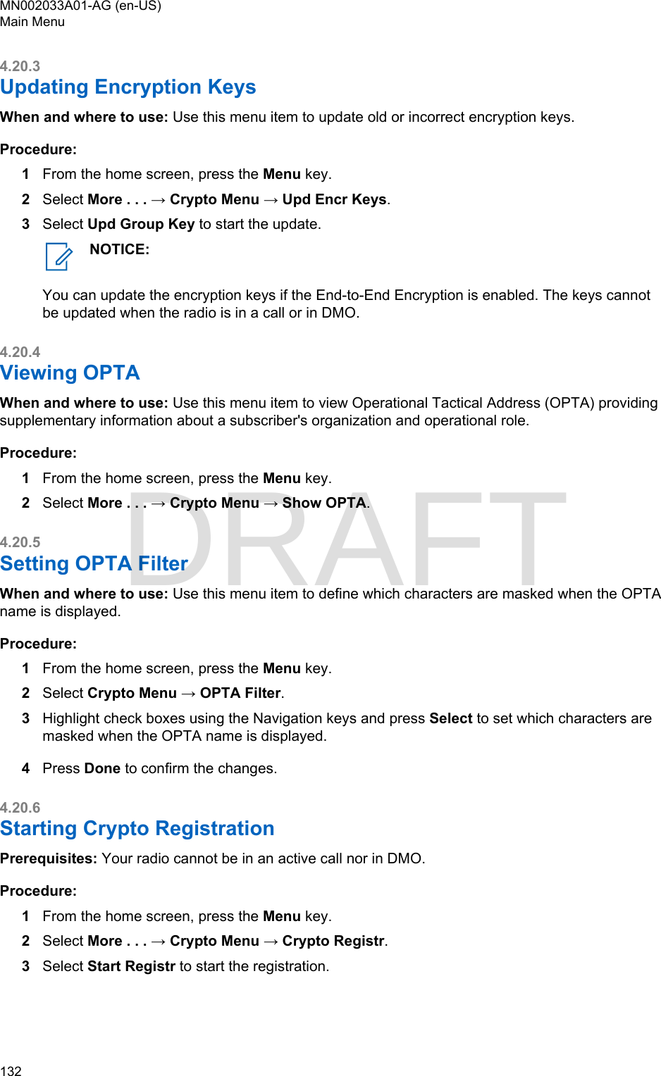 Page 132 of Motorola Solutions 89FT5877 2-way Portable Radio with BT and BLE User Manual MTP8500Ex  Feature User Guide