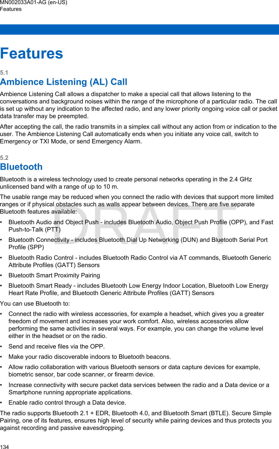 Page 134 of Motorola Solutions 89FT5877 2-way Portable Radio with BT and BLE User Manual MTP8500Ex  Feature User Guide