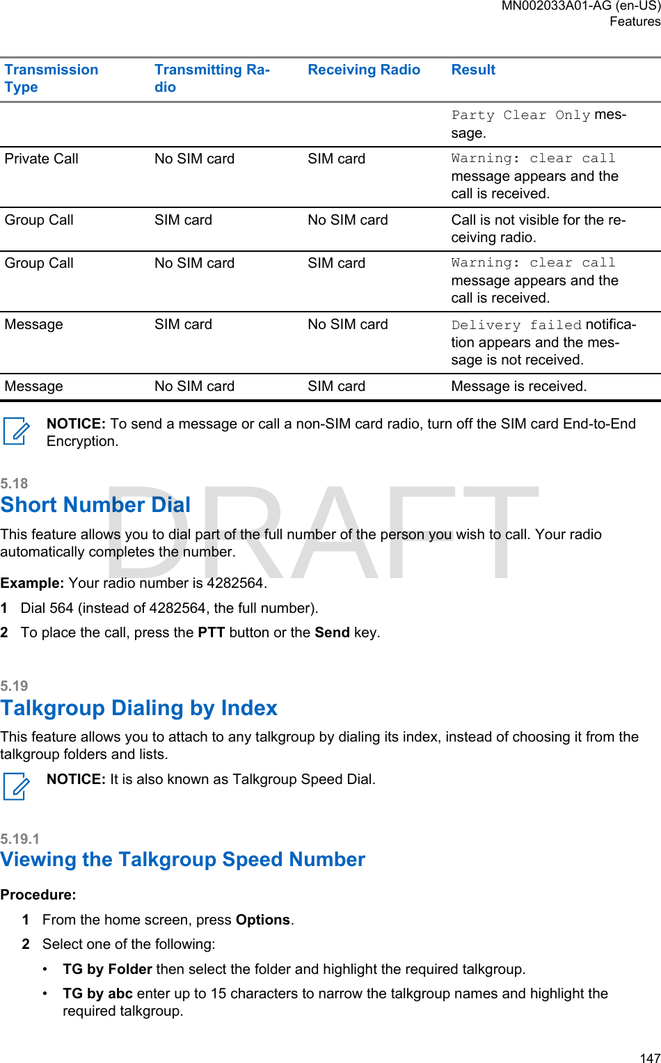 Page 147 of Motorola Solutions 89FT5877 2-way Portable Radio with BT and BLE User Manual MTP8500Ex  Feature User Guide