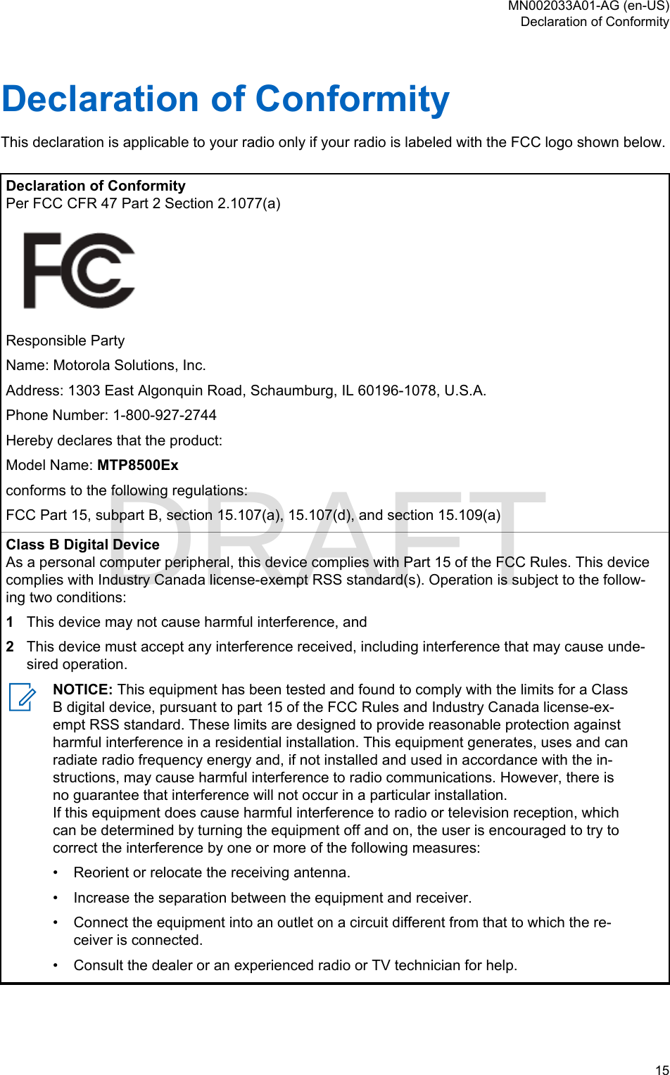 Page 15 of Motorola Solutions 89FT5877 2-way Portable Radio with BT and BLE User Manual MTP8500Ex  Feature User Guide