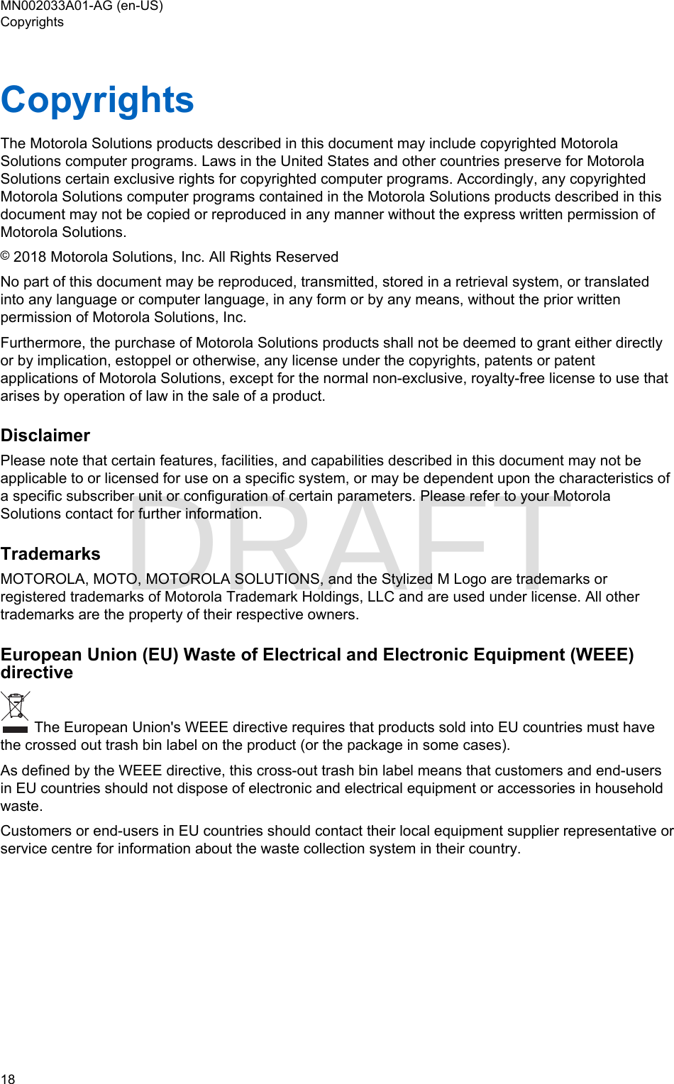 Page 18 of Motorola Solutions 89FT5877 2-way Portable Radio with BT and BLE User Manual MTP8500Ex  Feature User Guide