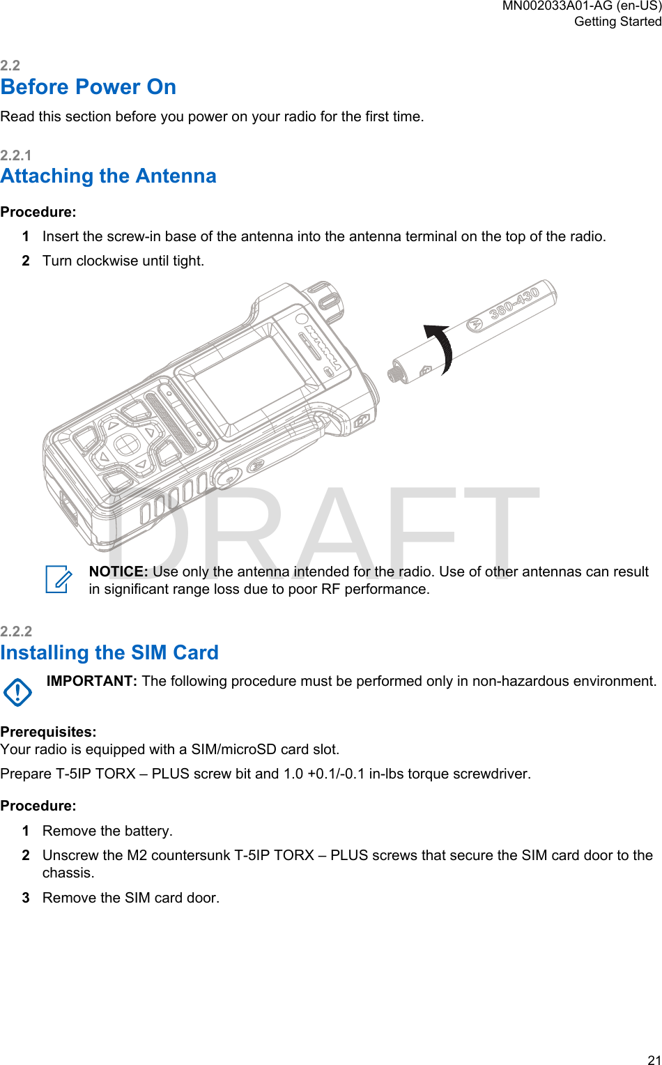 Page 21 of Motorola Solutions 89FT5877 2-way Portable Radio with BT and BLE User Manual MTP8500Ex  Feature User Guide