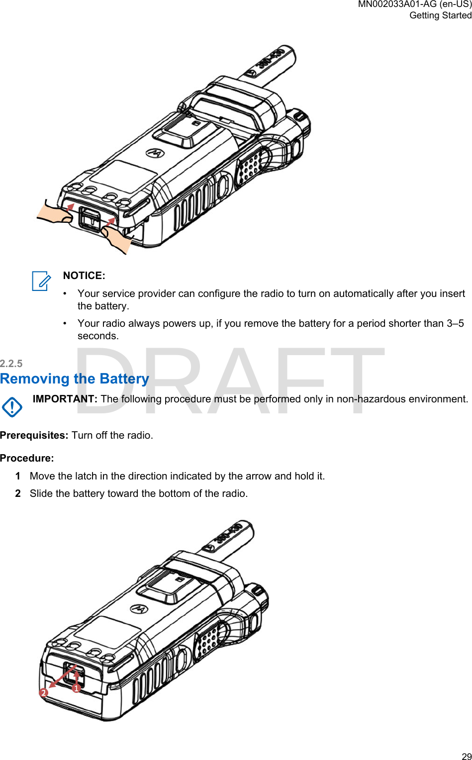 Page 29 of Motorola Solutions 89FT5877 2-way Portable Radio with BT and BLE User Manual MTP8500Ex  Feature User Guide