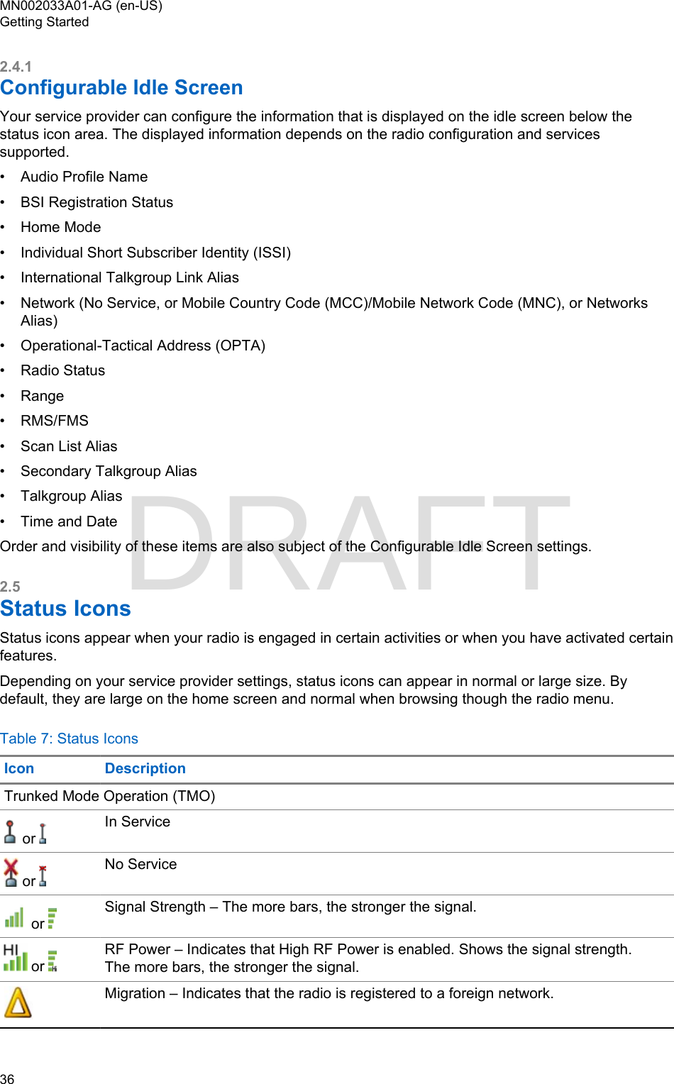 Page 36 of Motorola Solutions 89FT5877 2-way Portable Radio with BT and BLE User Manual MTP8500Ex  Feature User Guide