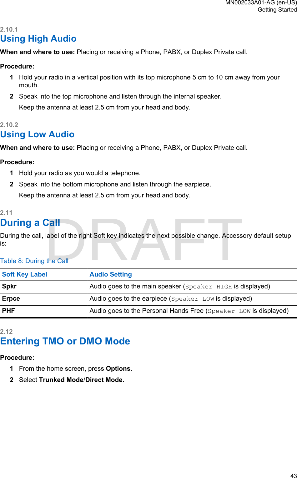 Page 43 of Motorola Solutions 89FT5877 2-way Portable Radio with BT and BLE User Manual MTP8500Ex  Feature User Guide