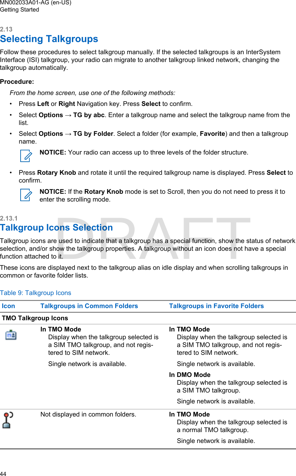 Page 44 of Motorola Solutions 89FT5877 2-way Portable Radio with BT and BLE User Manual MTP8500Ex  Feature User Guide