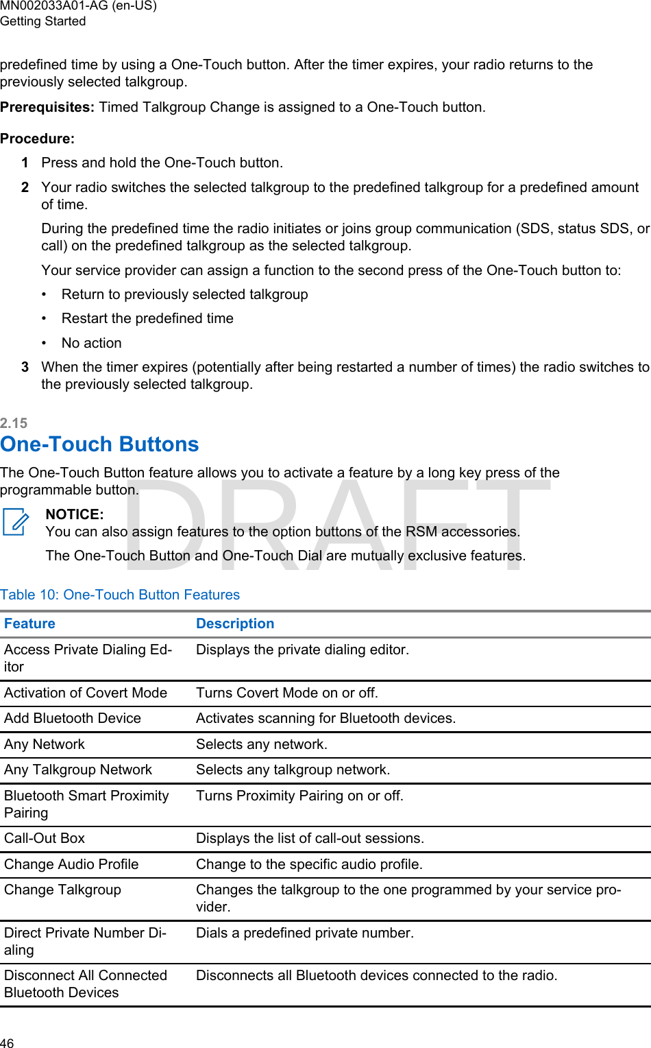Page 46 of Motorola Solutions 89FT5877 2-way Portable Radio with BT and BLE User Manual MTP8500Ex  Feature User Guide