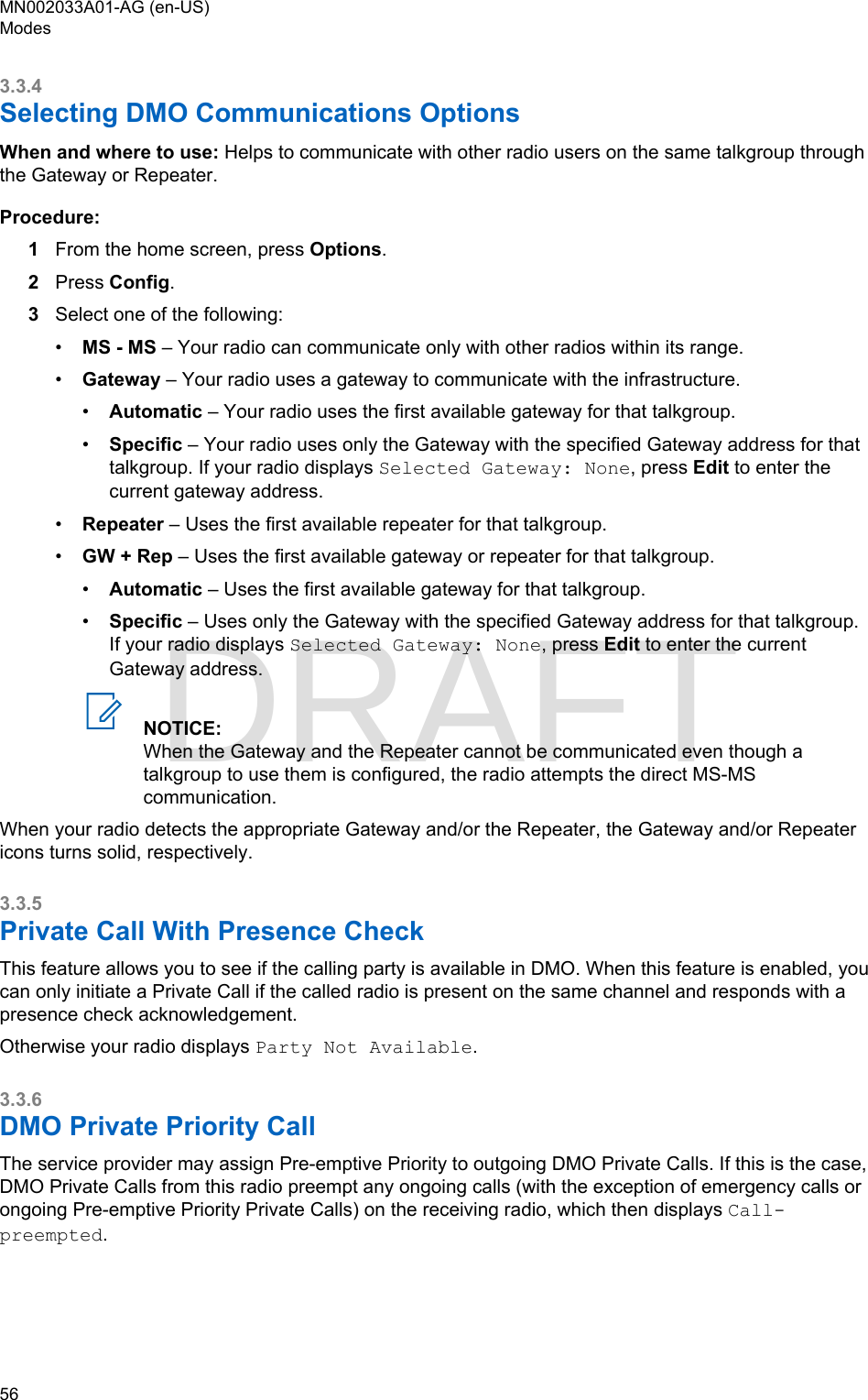 Page 56 of Motorola Solutions 89FT5877 2-way Portable Radio with BT and BLE User Manual MTP8500Ex  Feature User Guide