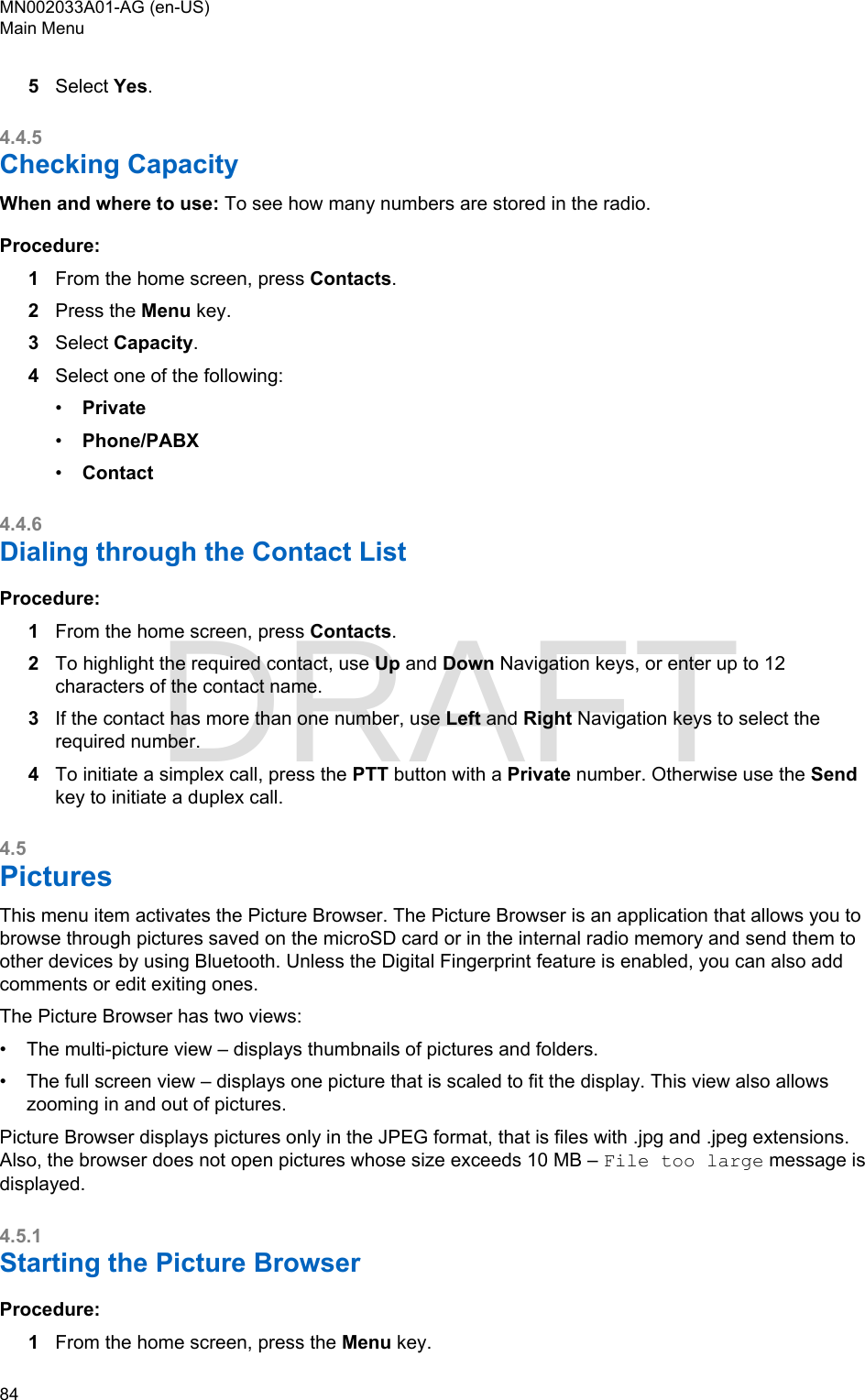 Page 84 of Motorola Solutions 89FT5877 2-way Portable Radio with BT and BLE User Manual MTP8500Ex  Feature User Guide