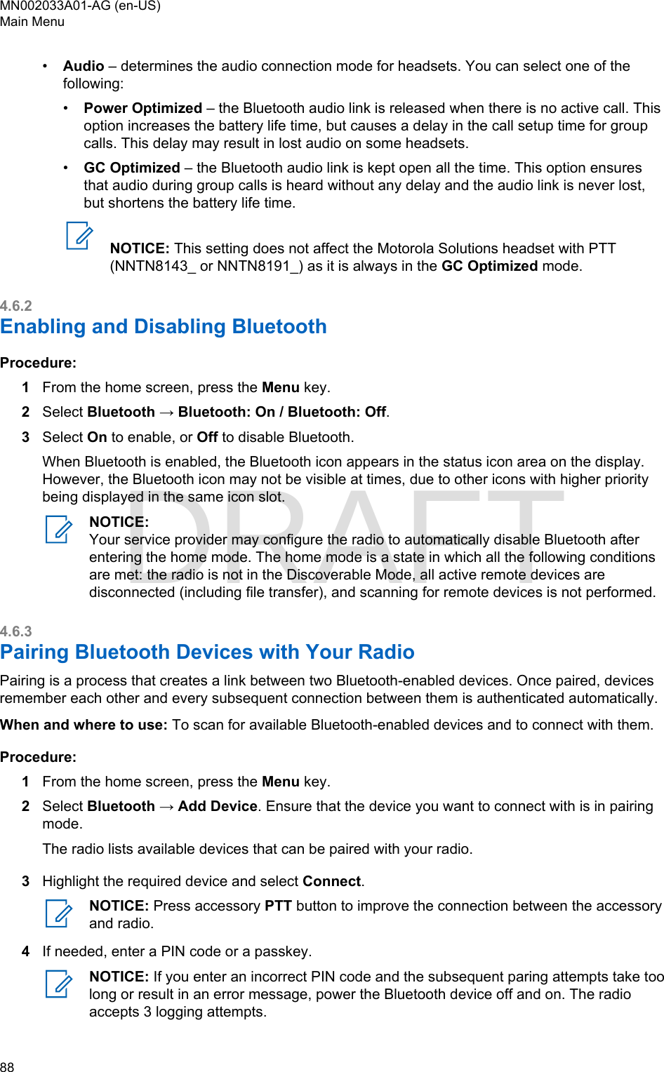 Page 88 of Motorola Solutions 89FT5877 2-way Portable Radio with BT and BLE User Manual MTP8500Ex  Feature User Guide