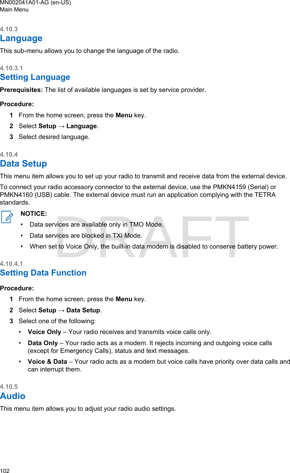 Page 102 of Motorola Solutions 89FT5877 2-way Portable Radio with BT and BLE User Manual MTP8550Ex  Feature User Guide