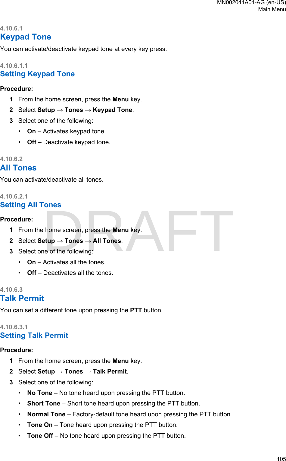 Page 105 of Motorola Solutions 89FT5877 2-way Portable Radio with BT and BLE User Manual MTP8550Ex  Feature User Guide