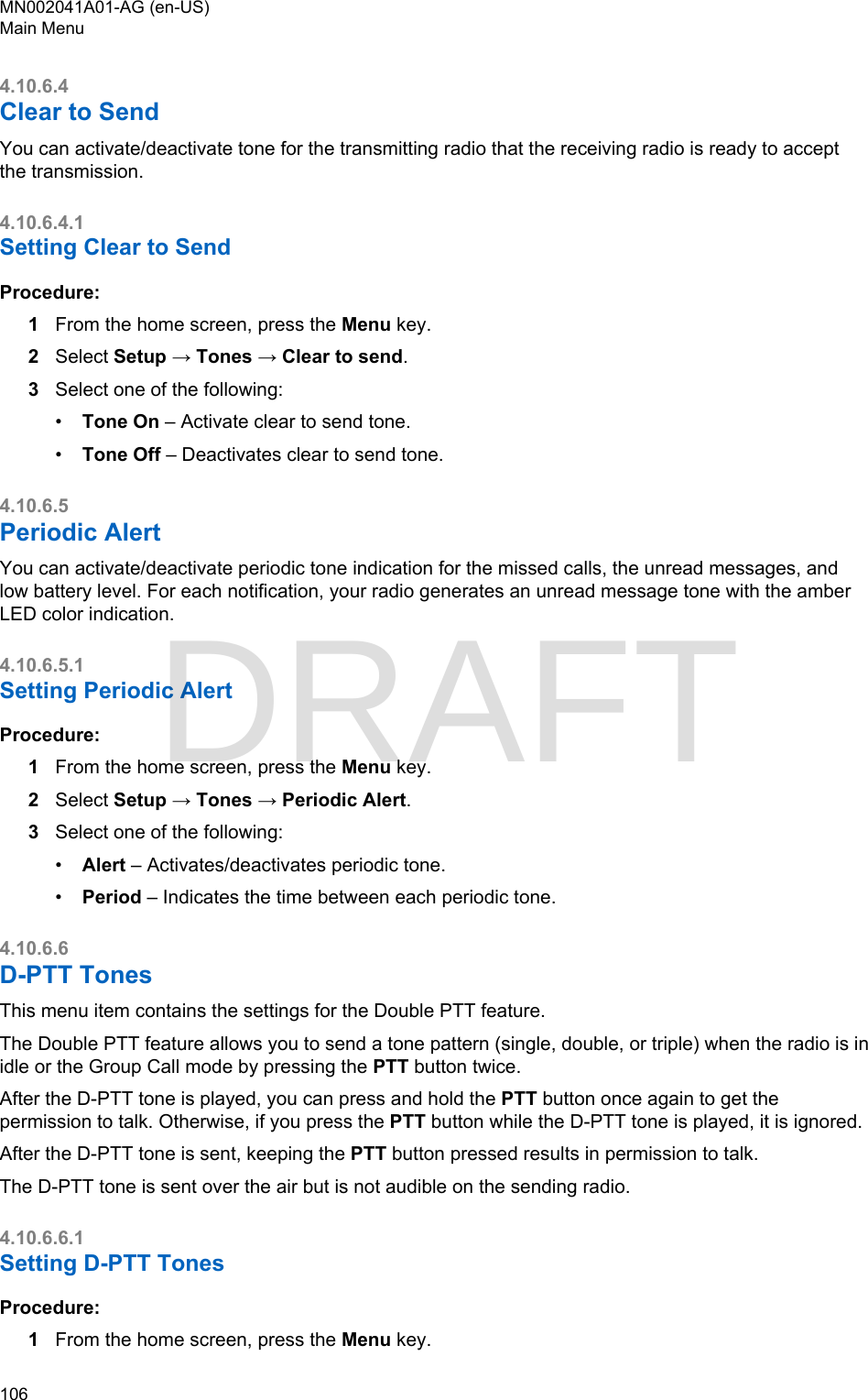 Page 106 of Motorola Solutions 89FT5877 2-way Portable Radio with BT and BLE User Manual MTP8550Ex  Feature User Guide