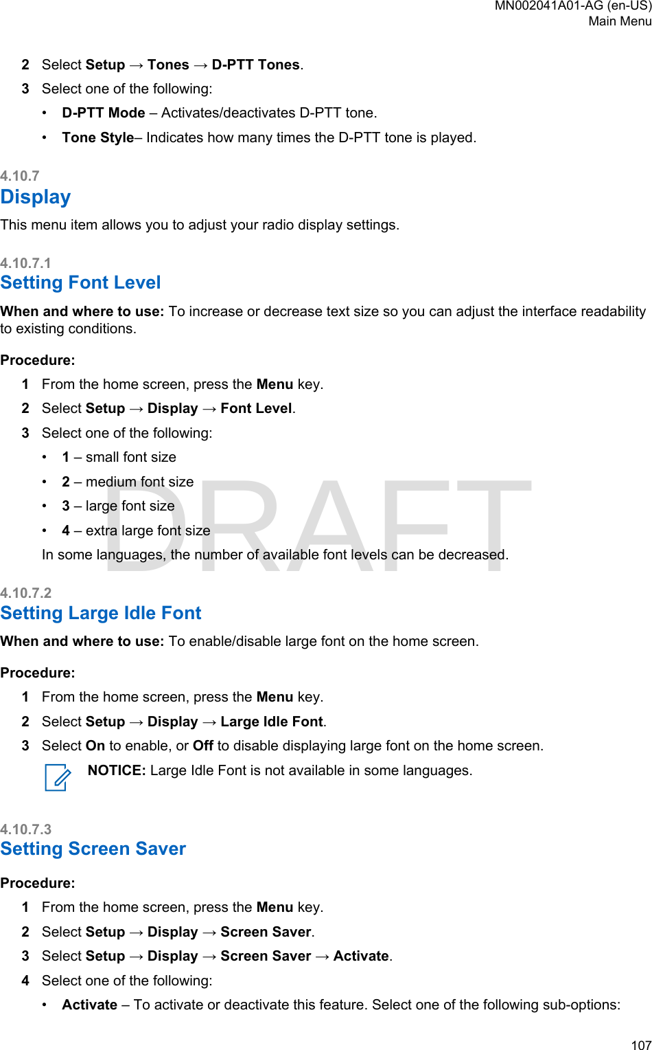 Page 107 of Motorola Solutions 89FT5877 2-way Portable Radio with BT and BLE User Manual MTP8550Ex  Feature User Guide