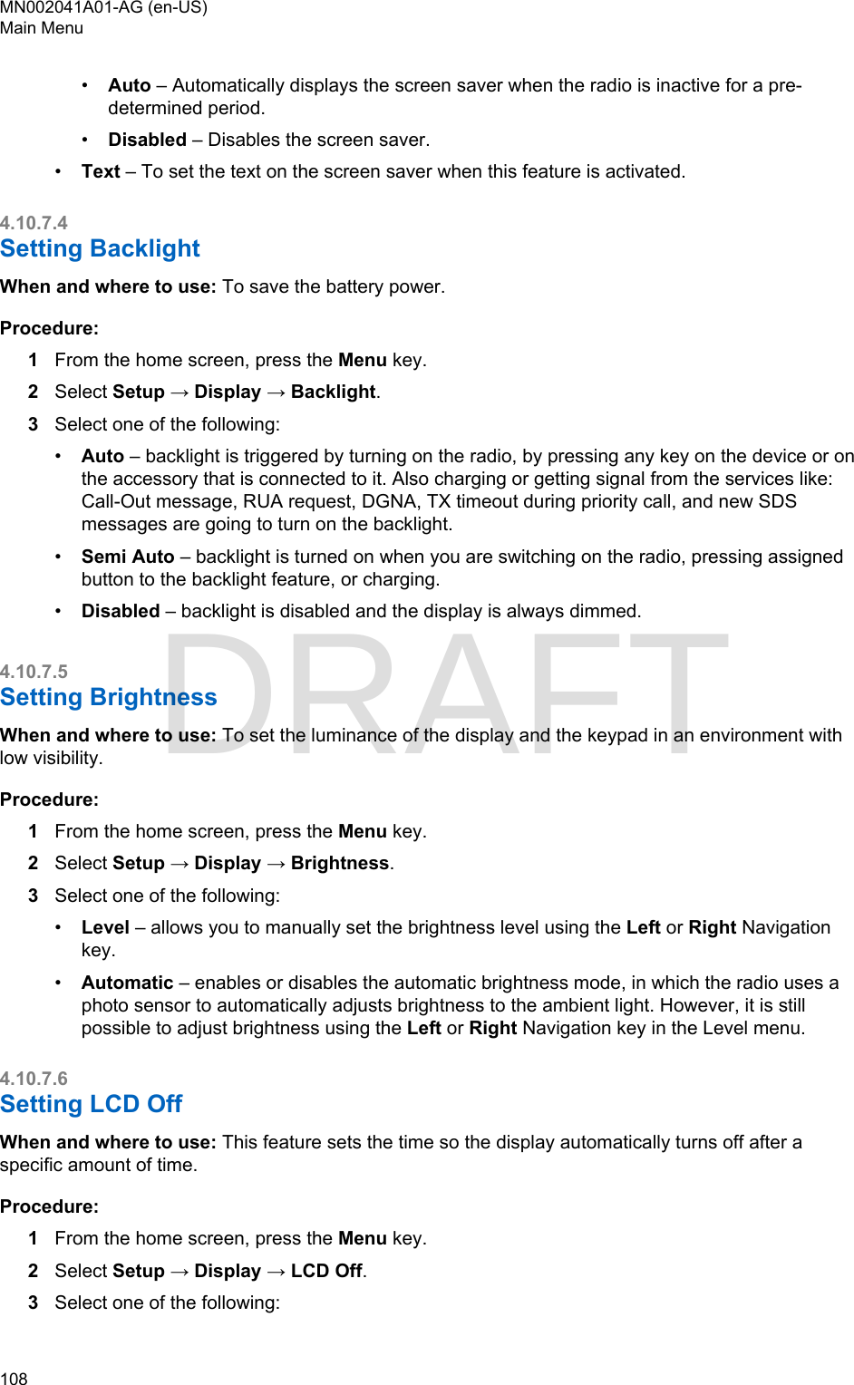 Page 108 of Motorola Solutions 89FT5877 2-way Portable Radio with BT and BLE User Manual MTP8550Ex  Feature User Guide