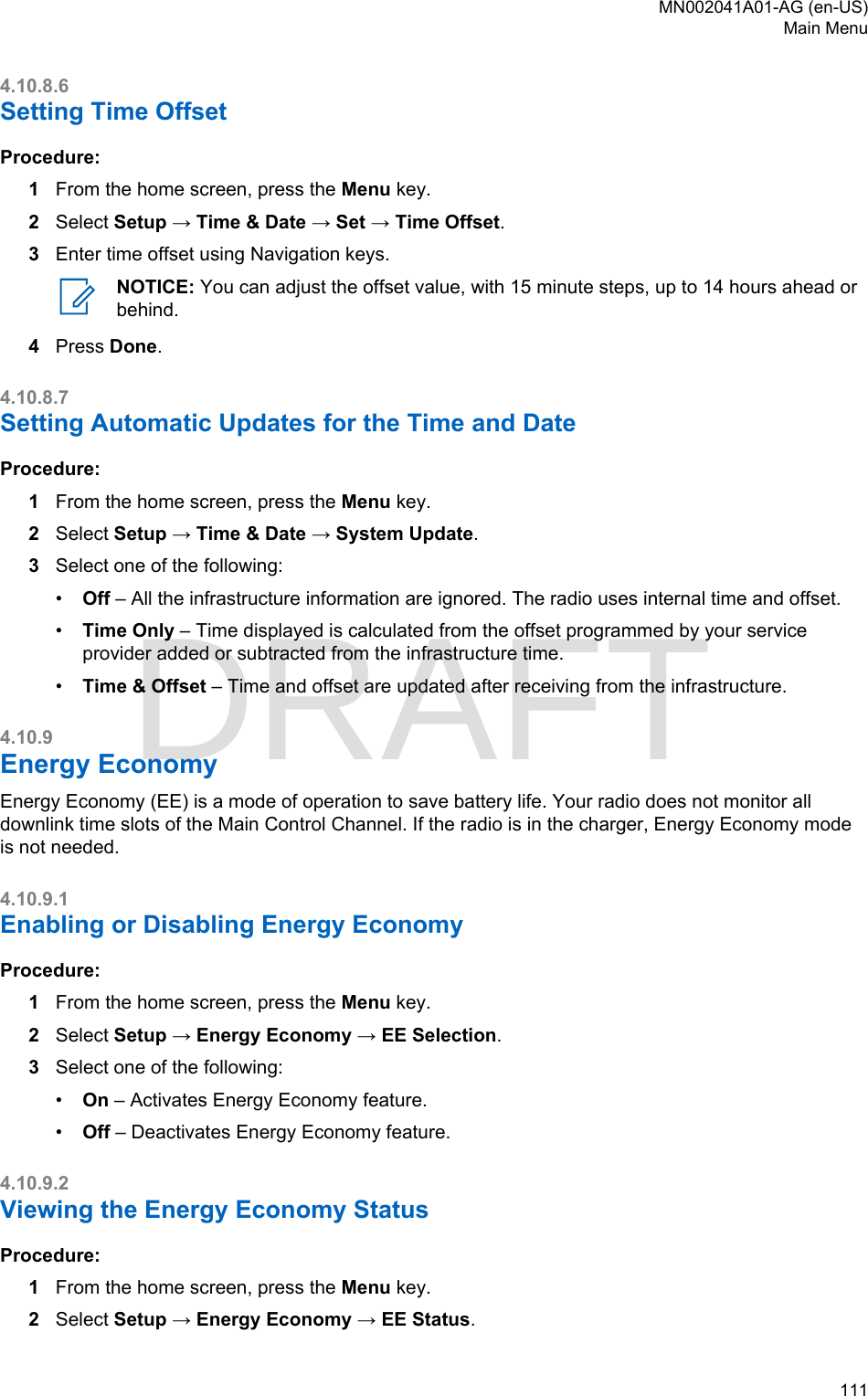 Page 111 of Motorola Solutions 89FT5877 2-way Portable Radio with BT and BLE User Manual MTP8550Ex  Feature User Guide